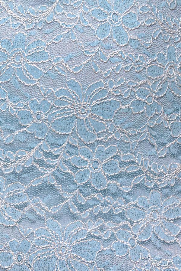 Goddiva Cape Sleeve Lace Mermaid Hem Maxi Dress - Sky Blue By Goddiva