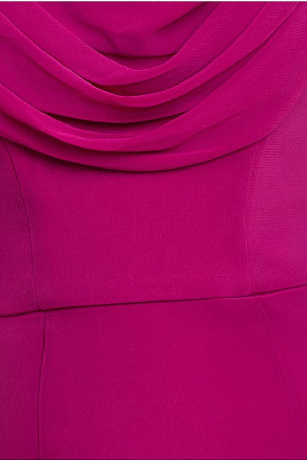 Goddiva Chiffon Bardot Cowl Neck Maxi Dress - Magenta By Goddiva