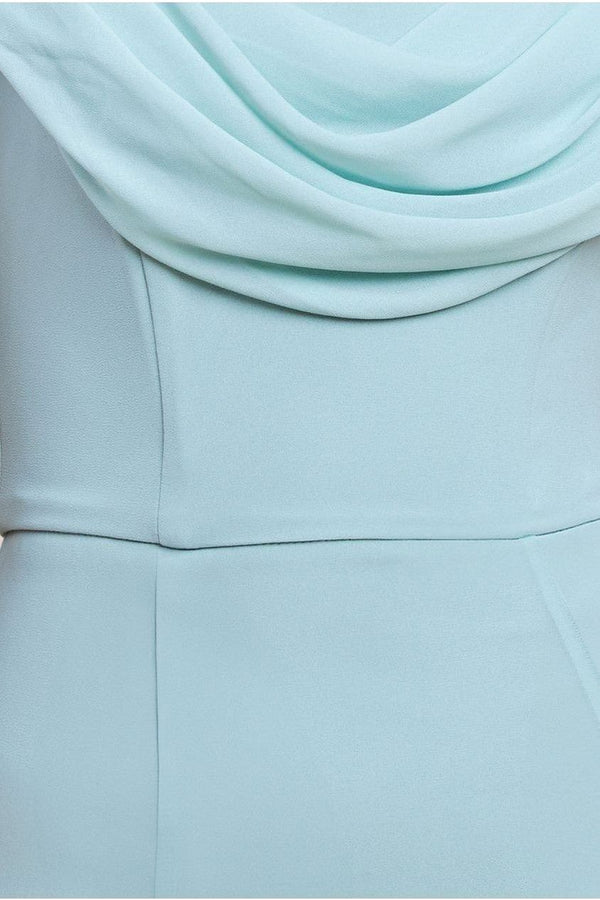 Goddiva Chiffon Bardot Cowl Neck Maxi Dress - Sage Green By Goddiva