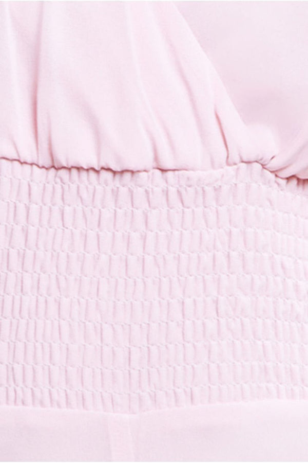 Goddiva Chiffon Jumpsuit With Flutter Sleeves - Blush By Goddiva