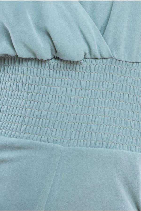 Goddiva Chiffon Jumpsuit With Flutter Sleeves - Sage Green By Goddiva