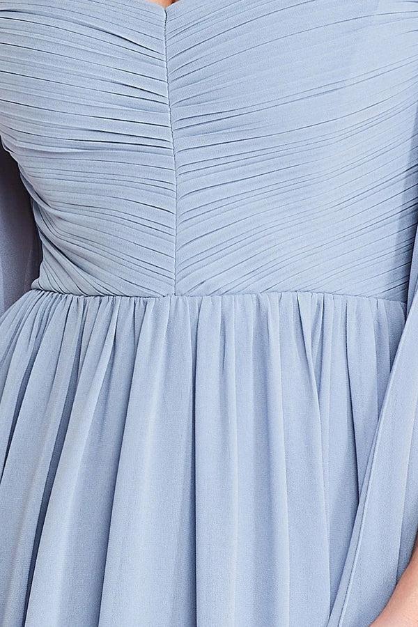 Goddiva Chiffon Off The Shoulder Maxi With Cape Sleeves - Blue By Goddiva