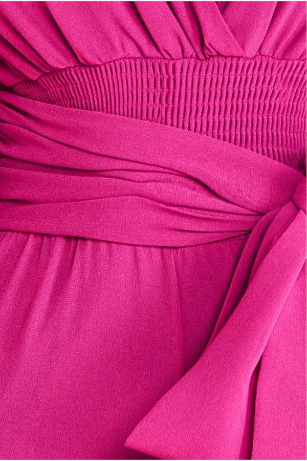 Goddiva Chiffon Puffy Sleeve Jumpsuit - Magenta By Goddiva