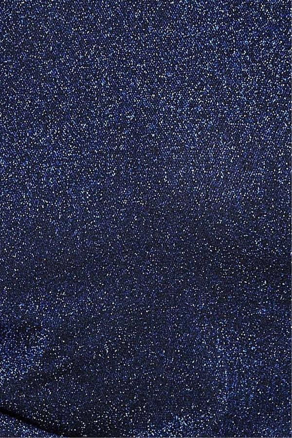 Goddiva Cold Shoulder Lurex Maxi With Thigh Split - Blue By Goddiva