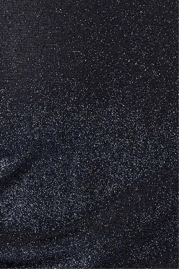 Goddiva Cold Shoulder Lurex Maxi With Thigh Split - Navy By Goddiva