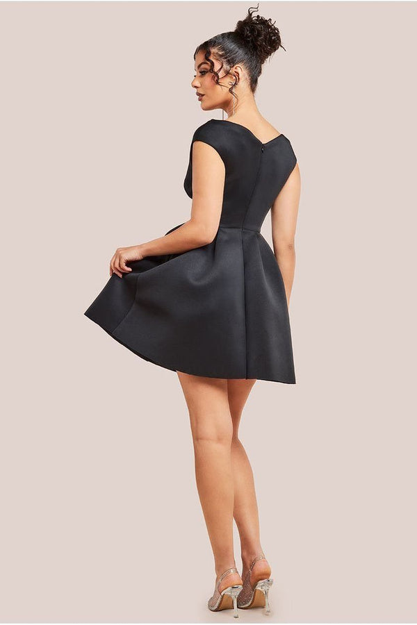 Goddiva Corset Fit & Flare Mini Dress - Black By Goddiva