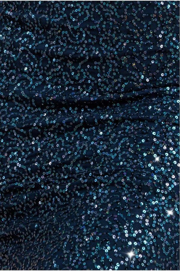 Goddiva Cowl Back Sequin Maxi Dress - Navy By Goddiva