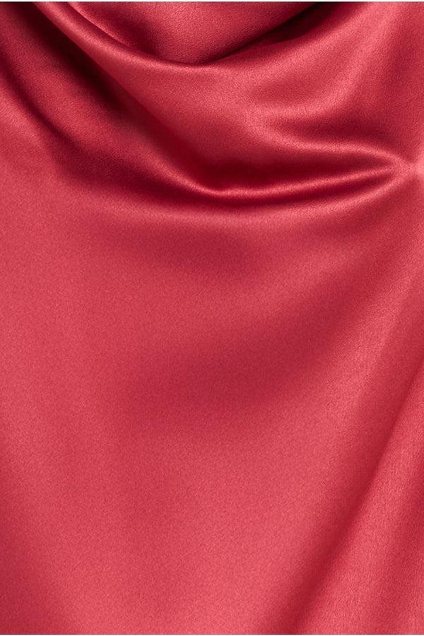 Goddiva Cowl Neck Back Wing Satin High Low Midi Dress - Berry By Goddiva