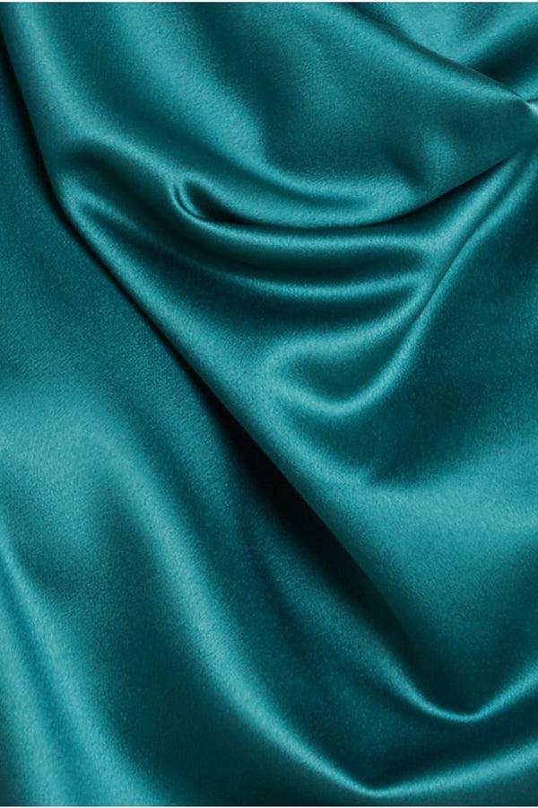 Goddiva Cowl Neck Back Wing Satin High Low Midi Dress - Emerald Green By Goddiva
