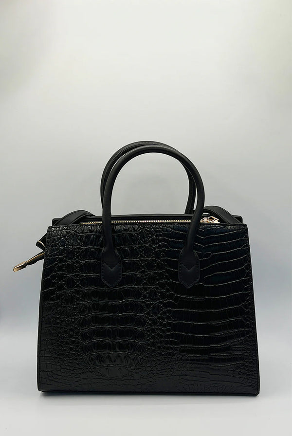 Goddiva Croc Buckle Top Handle Bag In Black By SVNX