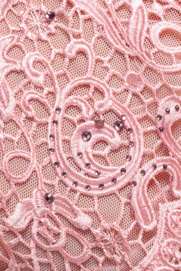 Goddiva Crochet & Pleated Top Midi Dress - Blush Pink By Goddiva