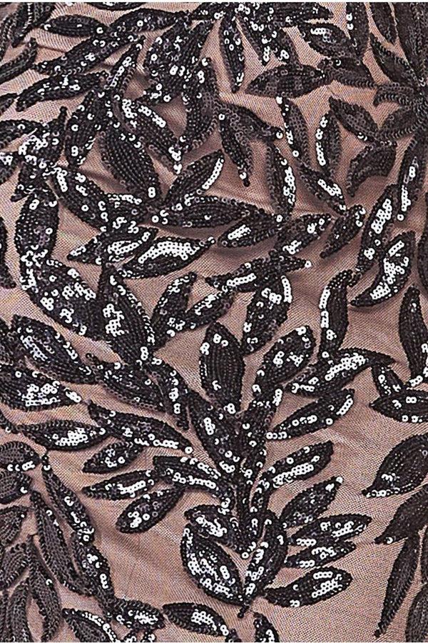 Goddiva Cross Back Diamante Strap Sequin Maxi - Black By Goddiva