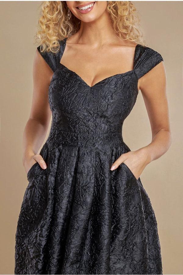 Goddiva Crushed Satin Sleeveless A Line Midi Dress - Black By Goddiva