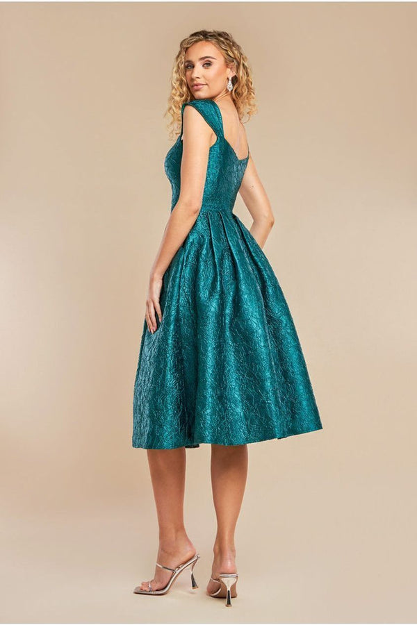 Goddiva Crushed Satin Sleeveless A Line Midi Dress - Emerald Green By Goddiva