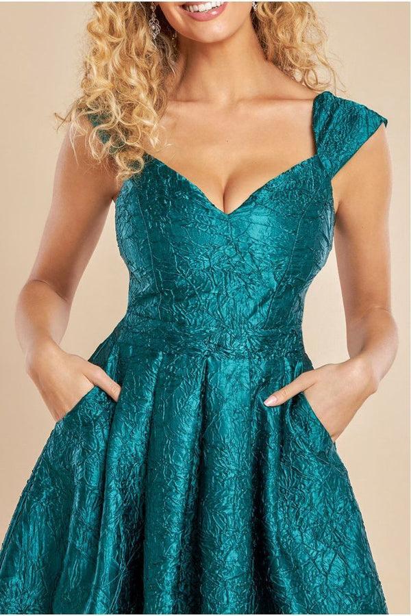 Goddiva Crushed Satin Sleeveless A Line Midi Dress - Emerald Green By Goddiva