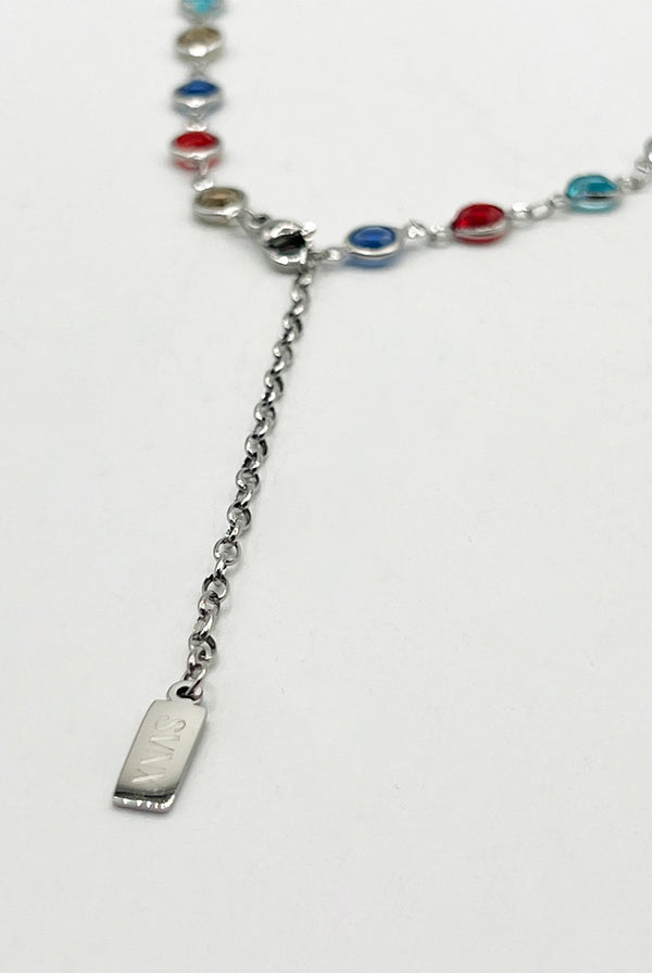 Goddiva Crystal Chain Necklace In Multi - Gift Boxed By SVNX