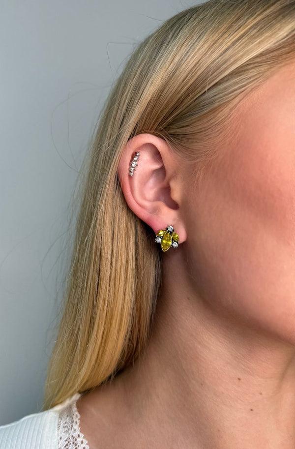 Goddiva Crystal Cluster Earring In Yellow & Gold By Last True Angel