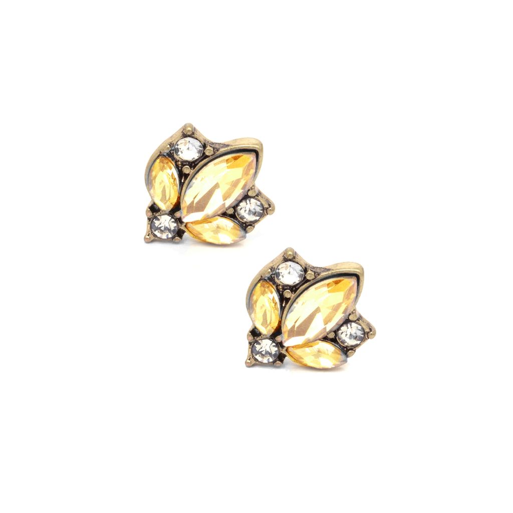 goddiva Crystal Cluster Earring In Yellow & Gold by Last True Angel
