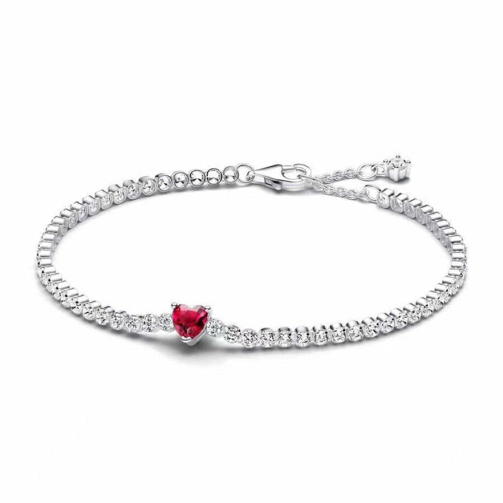 goddiva Crystal Red Heart Bracelet In Silver by Last True Angel