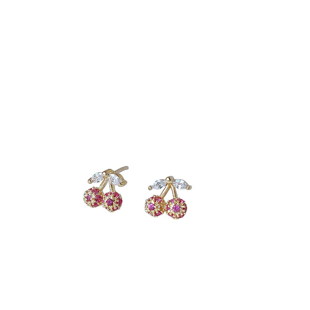 goddiva Cubic Zirconia Cherry Earring In Gold by Last True Angel