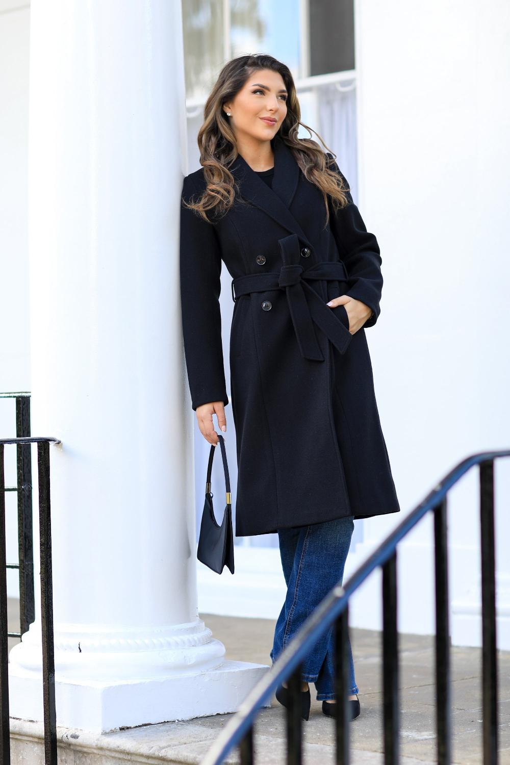 goddiva Double Breasted Shawl Collar Coat by Double Second