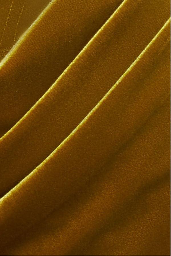 Goddiva Draped Shoulder Velvet Corset Midi Dress - Olive Green By Goddiva