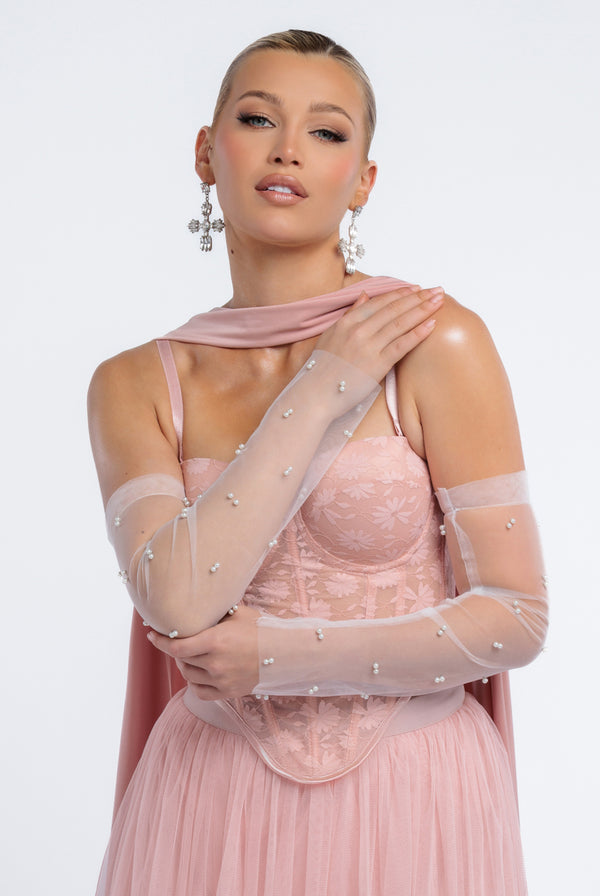 Goddiva Embellished Fingerless Mesh Gloves By Goddiva