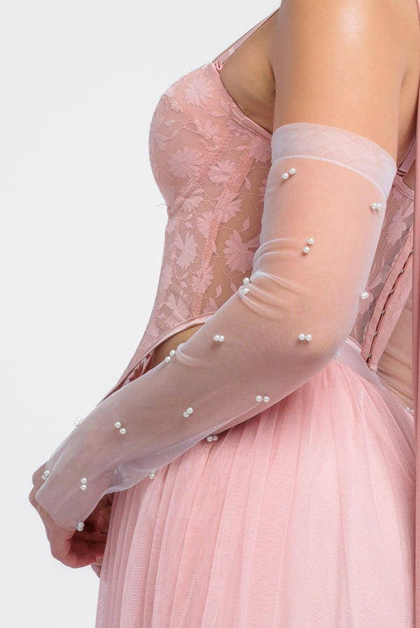 Goddiva Embellished Fingerless Mesh Gloves By Goddiva