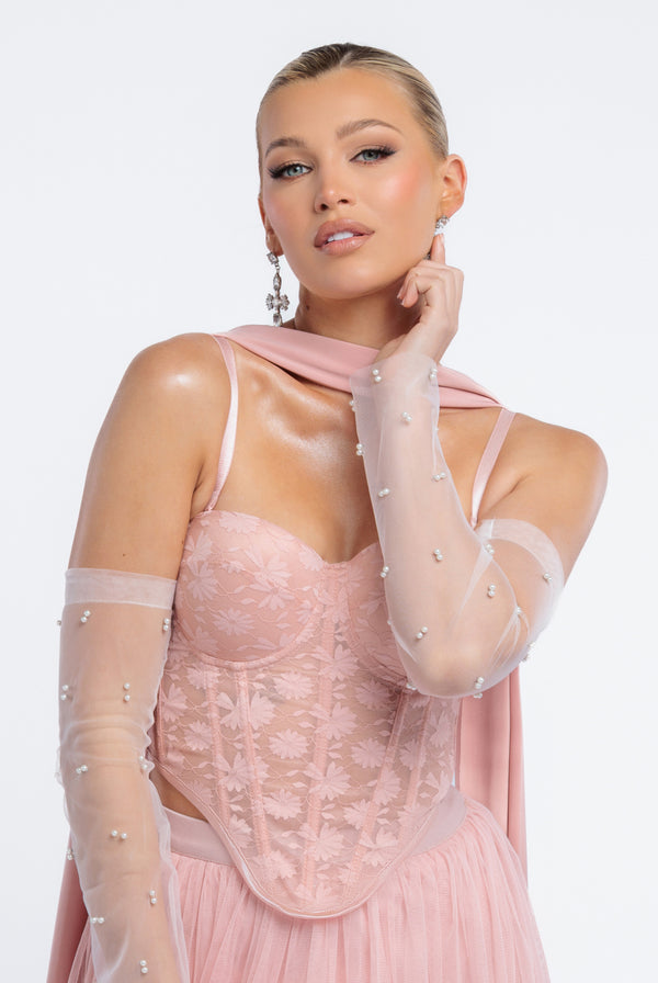 Goddiva Embellished Fingerless Mesh Gloves By Goddiva