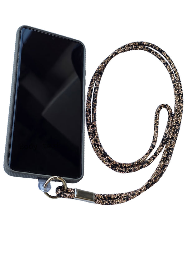 Goddiva Embellished Phone Strap - Black & Gold By Goddiva Accessories