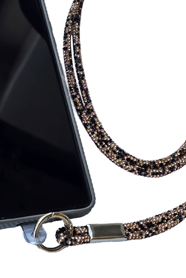 Goddiva Embellished Phone Strap - Black & Gold By Goddiva Accessories