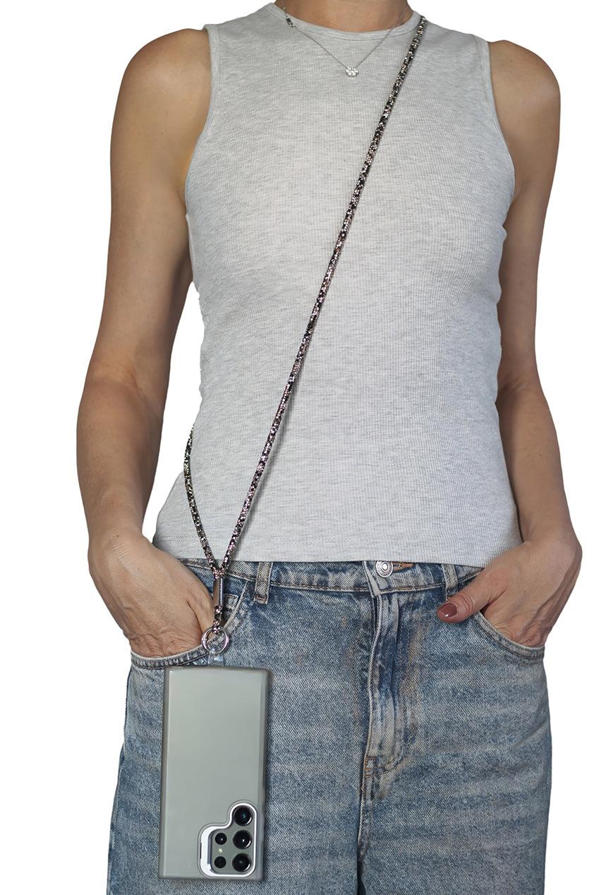 goddiva Embellished Phone Strap - Black & White by Goddiva Accessories