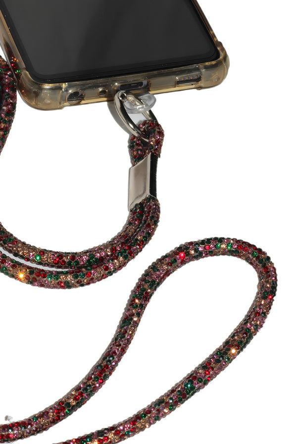 Goddiva Embellished Phone Strap - Red & Green By Goddiva Accessories
