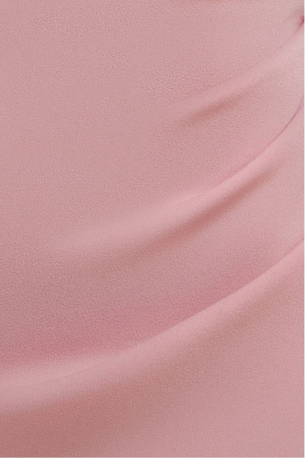 Goddiva Fan Pleated Bardot Scuba Crepe Maxi Dress - Blush Pink By Goddiva