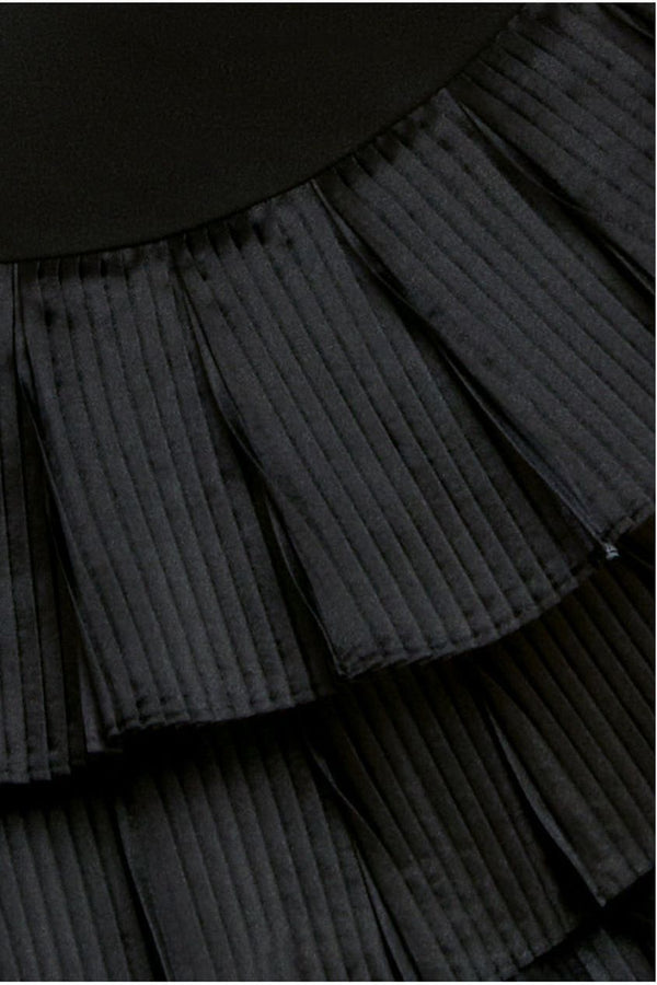 Goddiva Fan Pleated Boobtube Scuba Crepe Mini - Black By Goddiva