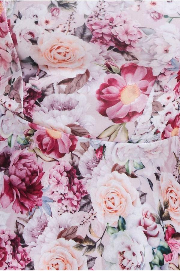 Goddiva Floral Print A-Line Sweetheart Midi Dress - Blush Pink By Goddiva