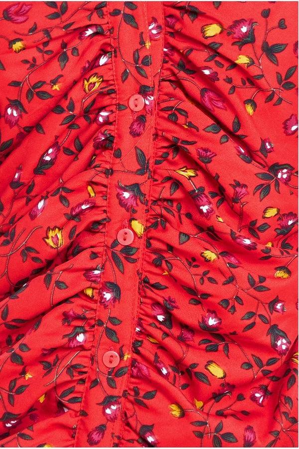 Goddiva Floral Print Shirt Dress - Red By City Goddess