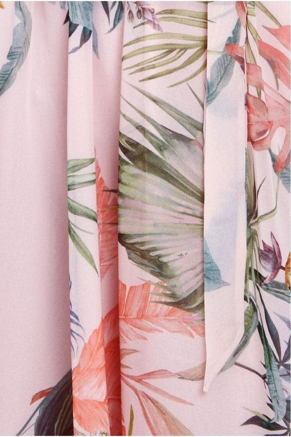 Goddiva Floral Printed Flutter Sleeve Chiffon Midi Dress - Off White By Goddiva