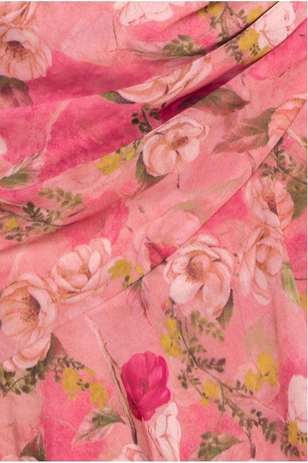 Goddiva Floral Wrap High And Low Midaxi Dress - Pink By Goddiva