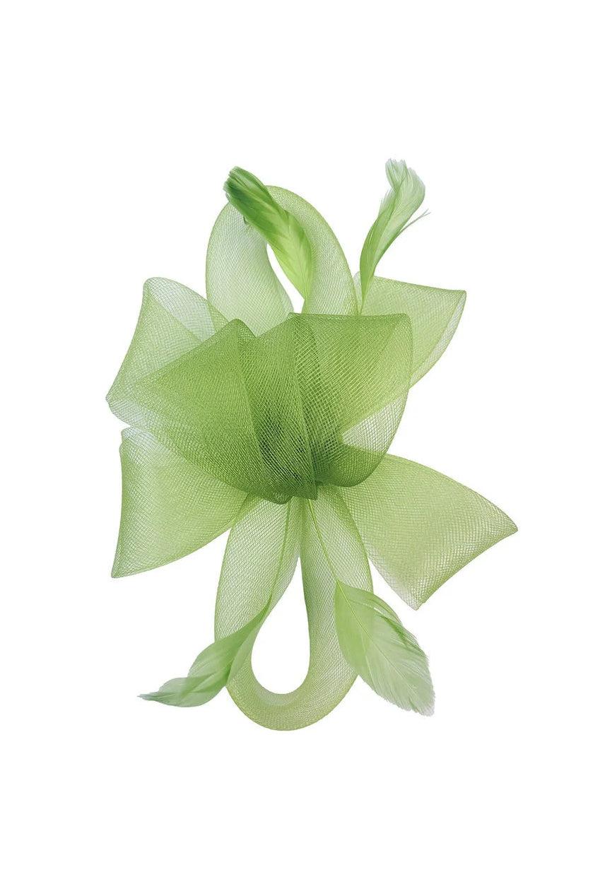 goddiva Flower & Feathers Fascinator Hat With Headband & Clip In Green by SVNX