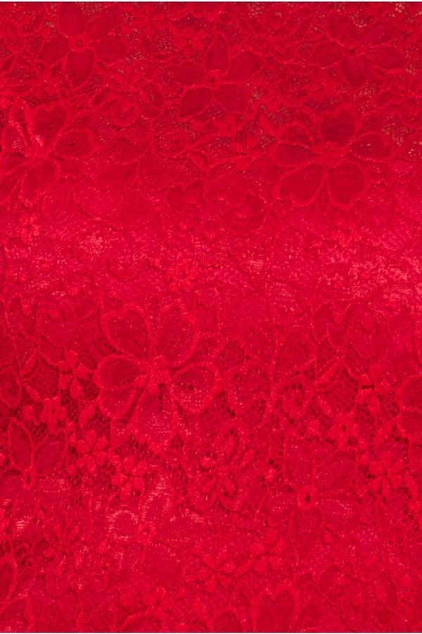 Goddiva Flutter Sleeve Lace A-Line Maxi Dress - Red By Goddiva