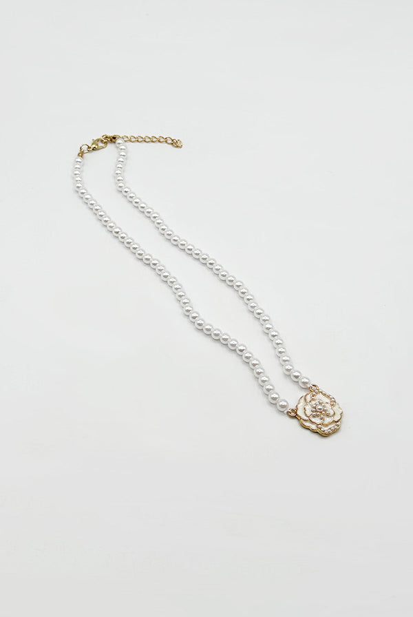 Goddiva French Camellia Pearl Necklace - Gift Boxed By SVNX