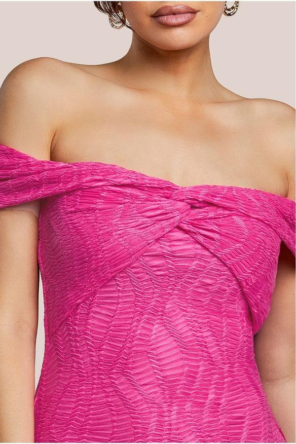 Goddiva Front Knot Twist Maxi Dress - Magenta By Goddiva