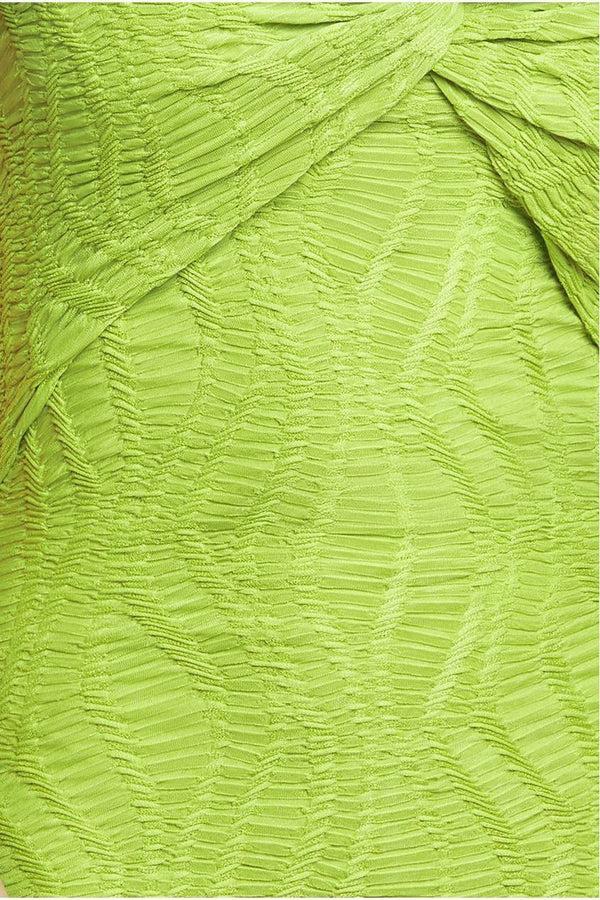 Goddiva Front Knot Twist Midi Dress - Lime Green By Goddiva