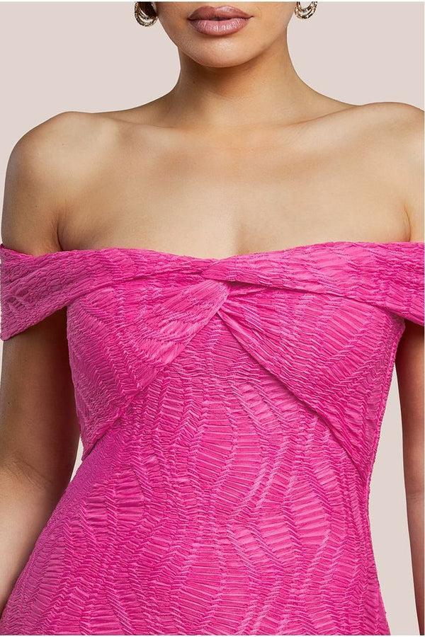 Goddiva Front Knot Twist Midi Dress - Magenta By Goddiva