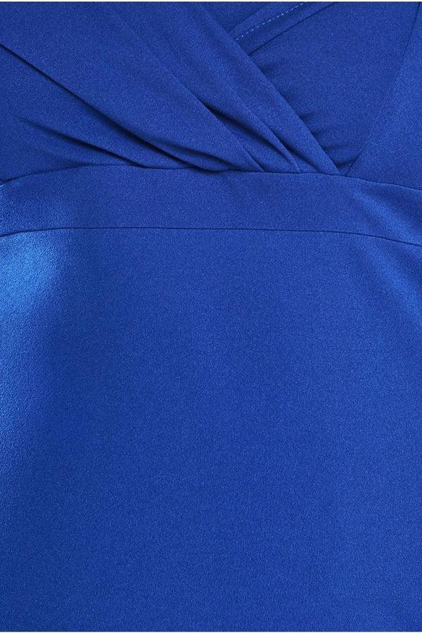 Goddiva Front Wrap Off The Shoulder Maxi Dress - Royalblue By Goddiva