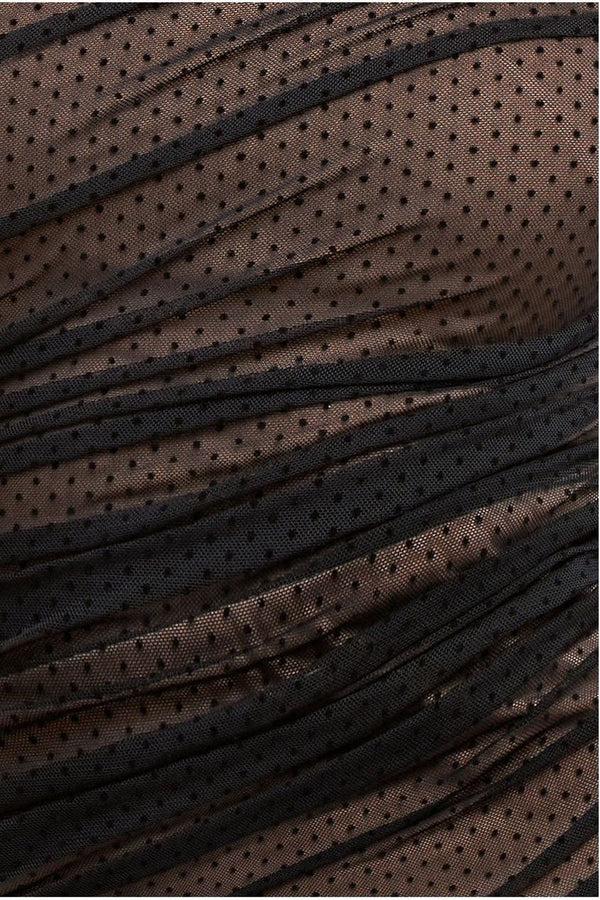 Goddiva Gathered One Sleeve Angel Wing Mermaid Maxi Dress - Black By Goddiva