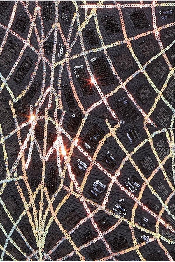 Goddiva Geo Sequin Long Sleeve Maxi Dress - Black By Goddiva Plus