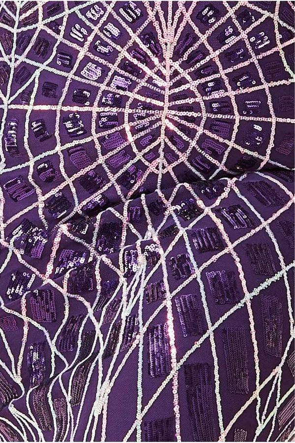 Goddiva Geo Sequin Long Sleeve Maxi Dress - Purple By Goddiva Plus