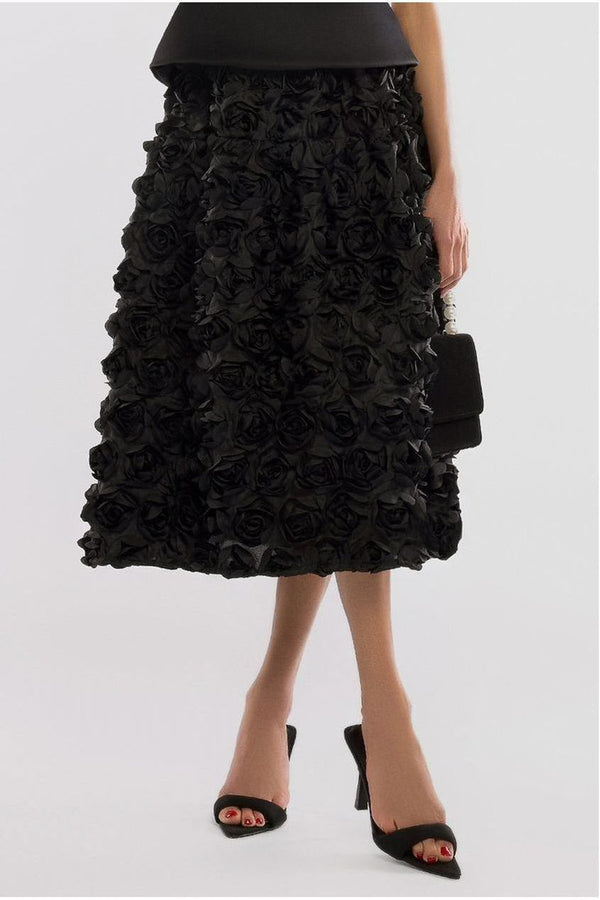 Goddiva 3D Floral Mesh Midaxi Skirt By Goddiva
